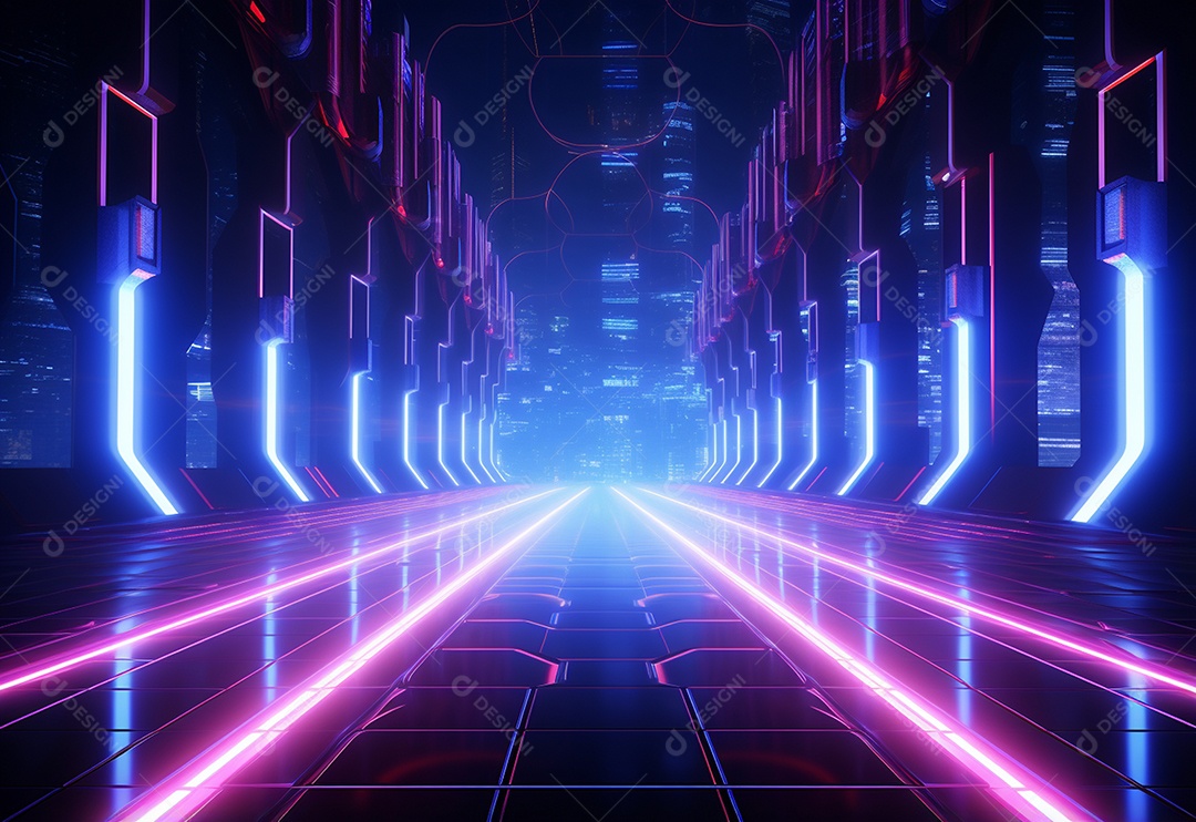 Imagem realista de fundo futurista iluminado por néon, ultra hd, design alto muito detalhado