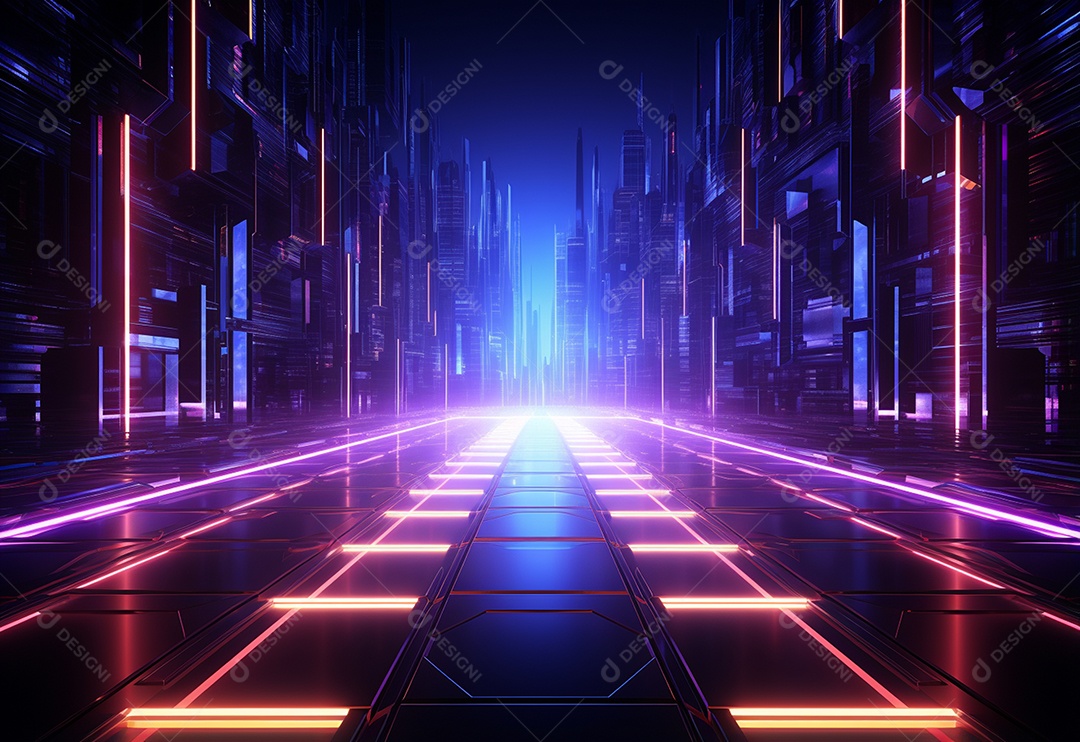 Imagem realista de fundo futurista iluminado por néon, ultra hd, design alto muito detalhado