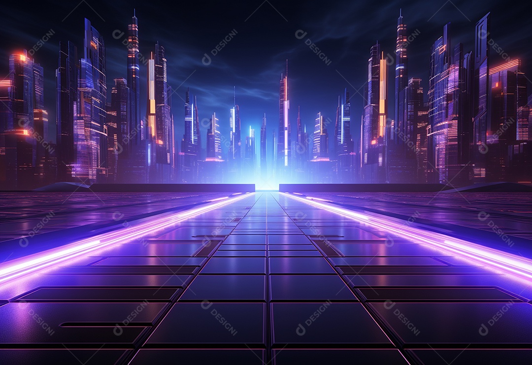 Imagem realista de fundo futurista iluminado por néon, ultra hd, design alto muito detalhado