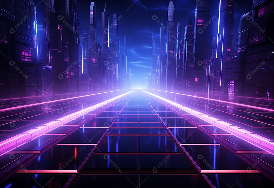 Imagem realista de fundo futurista iluminado por néon, ultra hd, design alto muito detalhado