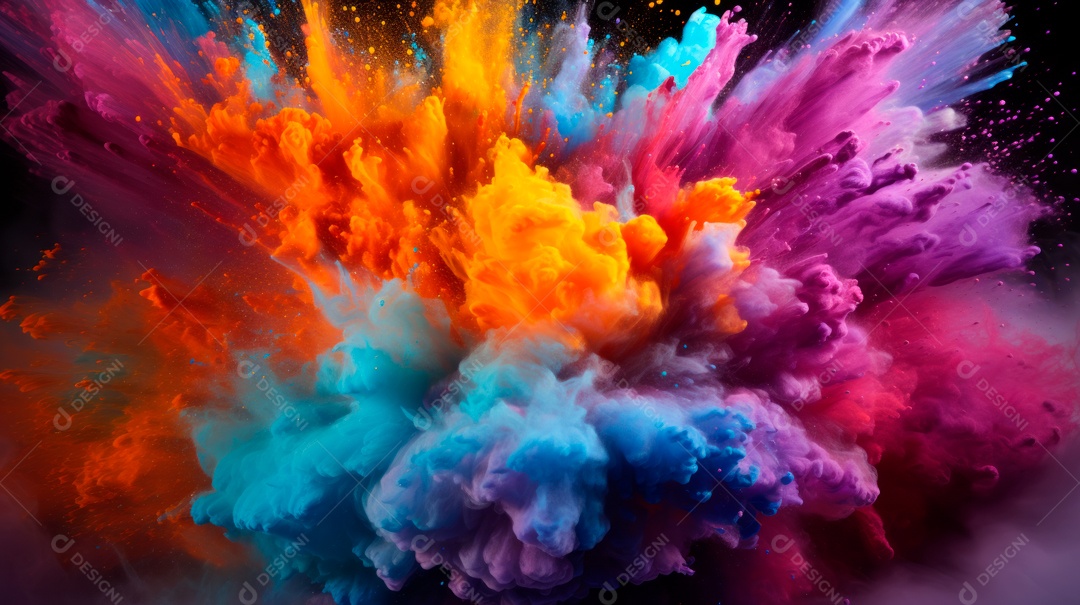 Holi Festival colorido arco-íris pintura cor pó explosão 25 de março.