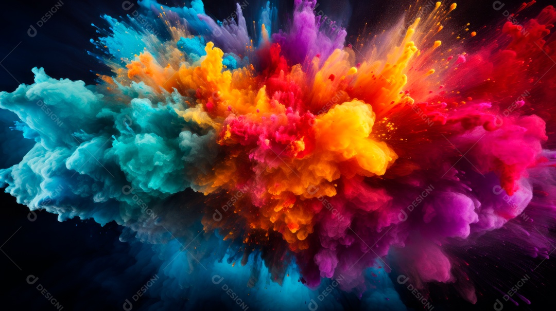 Holi Festival colorido arco-íris pintura cor pó explosão 25 de março.