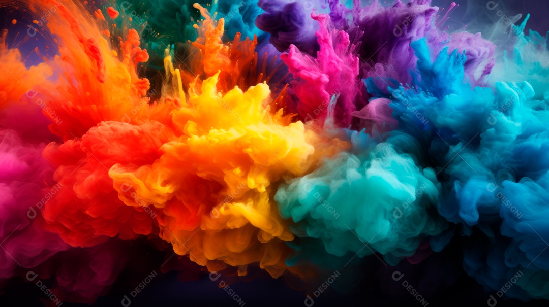 Holi Festival colorido arco-íris pintura cor pó explosão 25 de março.