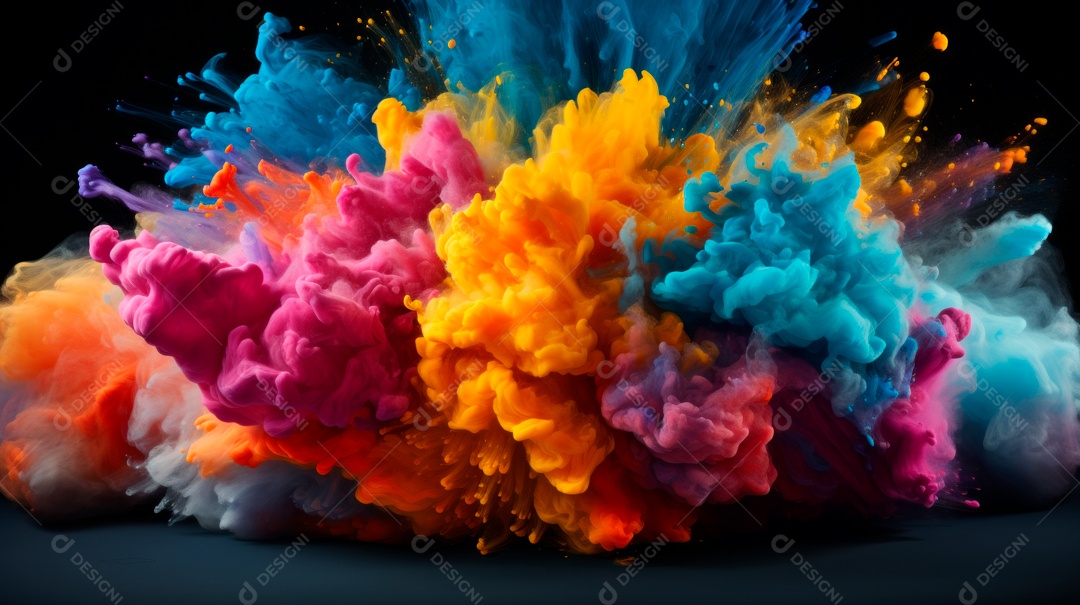 Holi Festival colorido arco-íris pintura cor pó explosão 25 de março Generative AI.