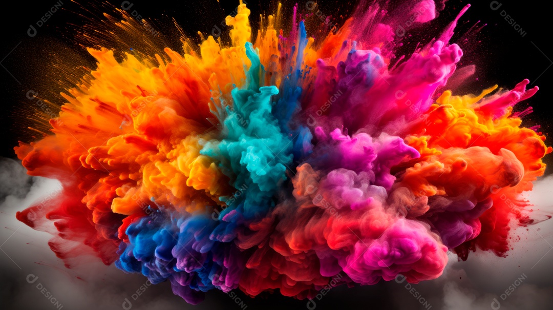 Holi Festival colorido arco-íris pintura cor pó explosão 25 de março.