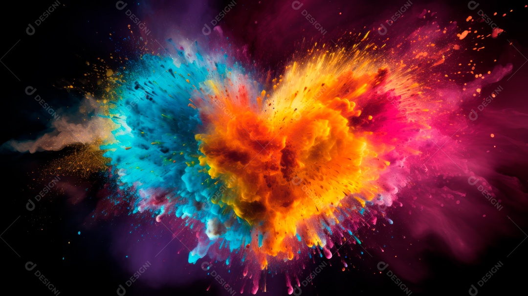 Holi Festival colorido arco-íris pintura cor pó explosão 25 de março.