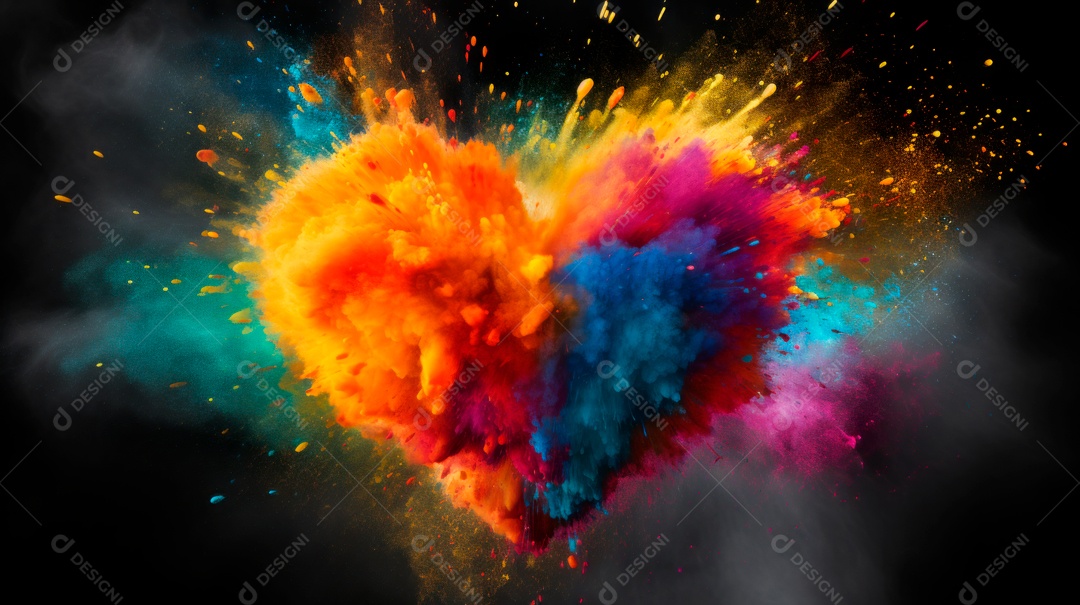 Holi Festival colorido arco-íris pintura cor pó explosão 25 de março.