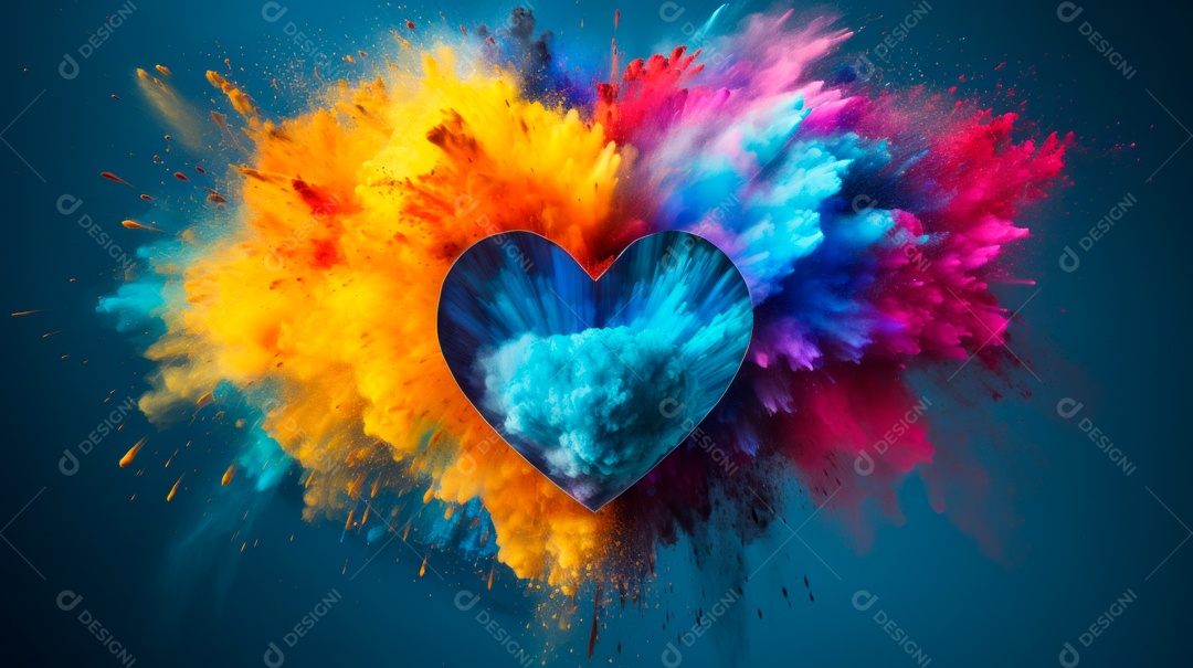 Holi Festival colorido arco-íris pintura cor pó explosão 25 de março.