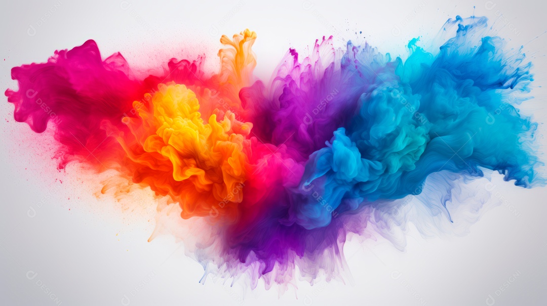 Pó colorido do Festival Holi. cores gulal orgânicas na tigela 25 de março IA generativa.