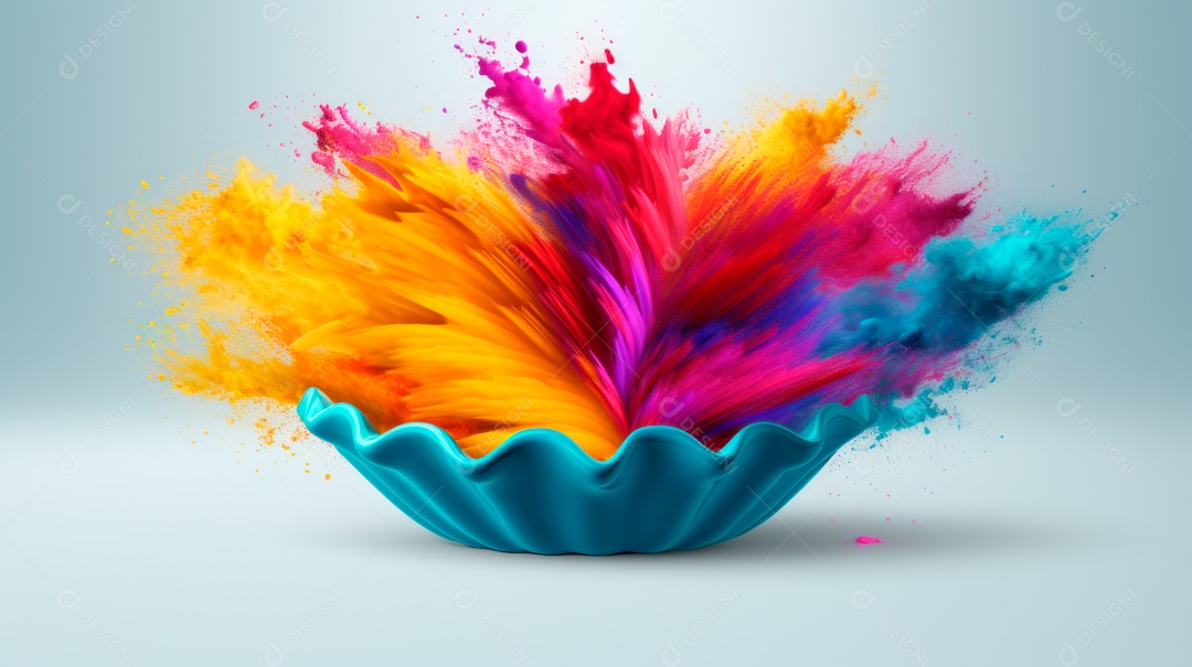 Pó colorido do Festival Holi. cores gulal orgânicas na tigela 25 de março IA generativa.