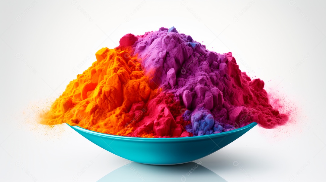 Pó colorido do Festival Holi. cores gulal orgânicas na tigela 25 de março IA generativa.