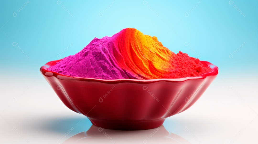 Pó colorido do Festival Holi. cores gulal orgânicas na tigela 25 de março IA generativa.