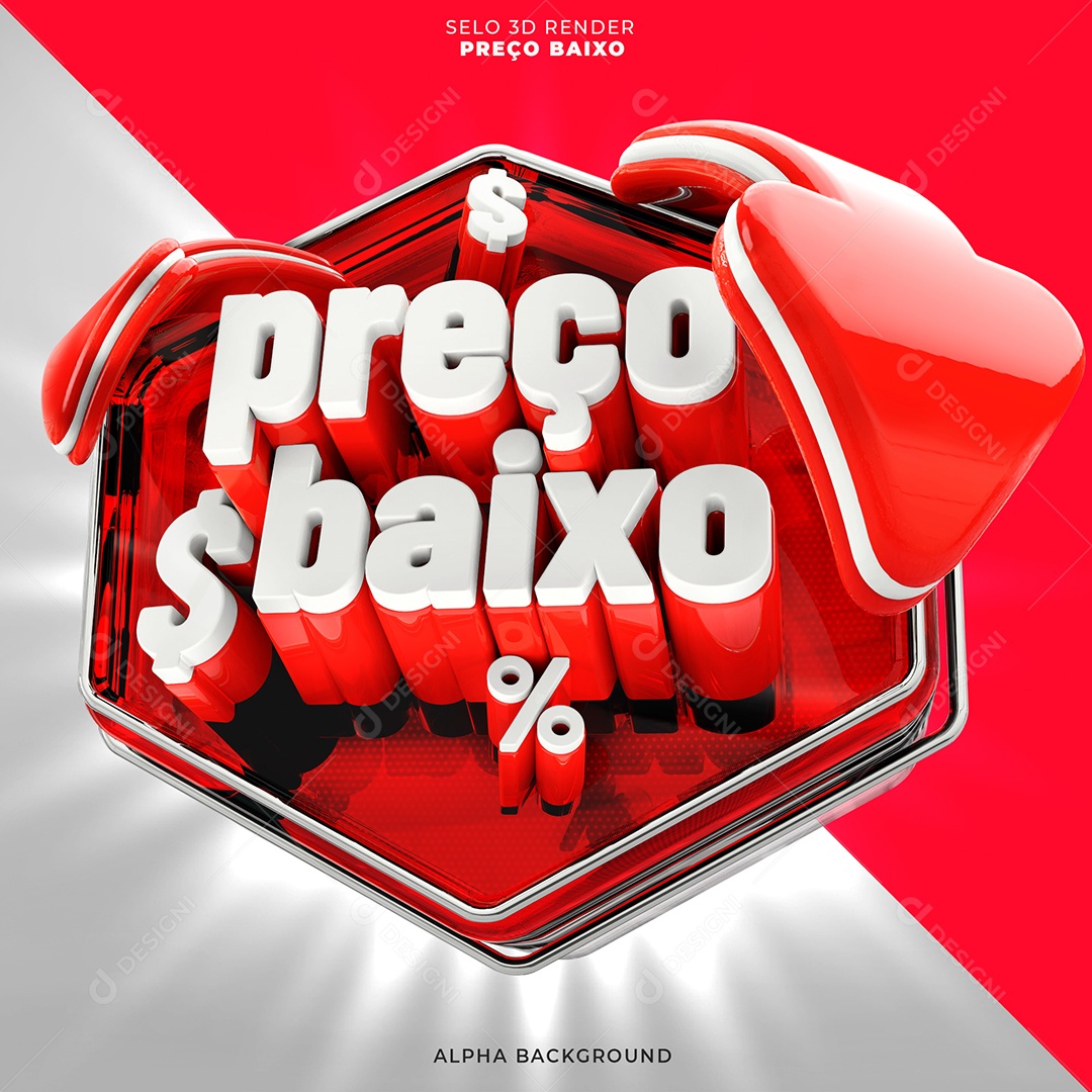 Preço Baixo Branco Vermelho Selo 3D para Composição PSD