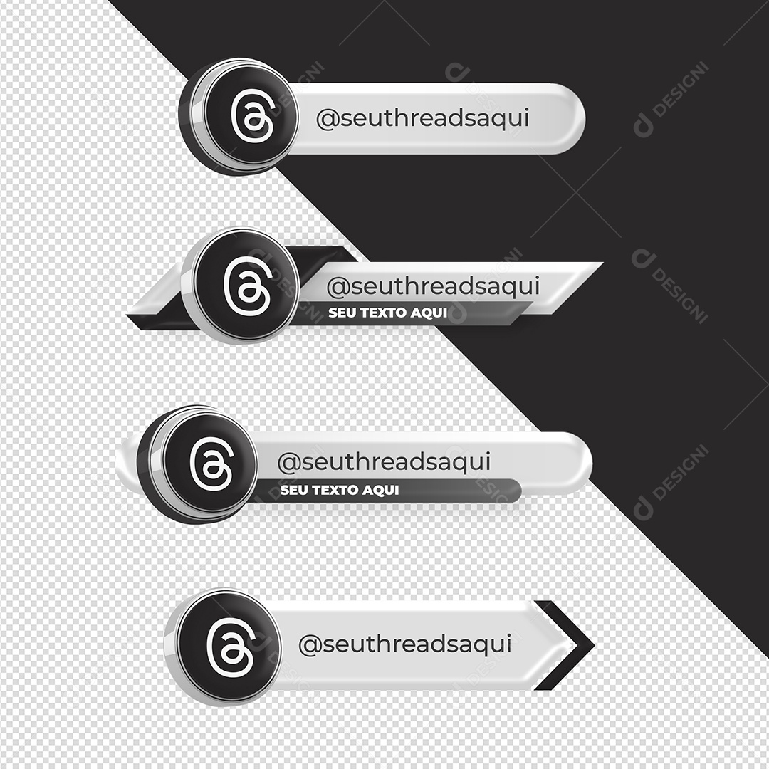 Elemento 3D Tag De Perfil Thread Para Composição PSD