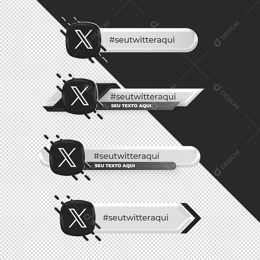 Elemento 3D Tag De Perfil Twitter Para Composição PSD