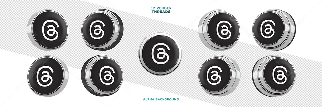 Conjunto de Ícones do Thread Elemento 3D para Composição PSD