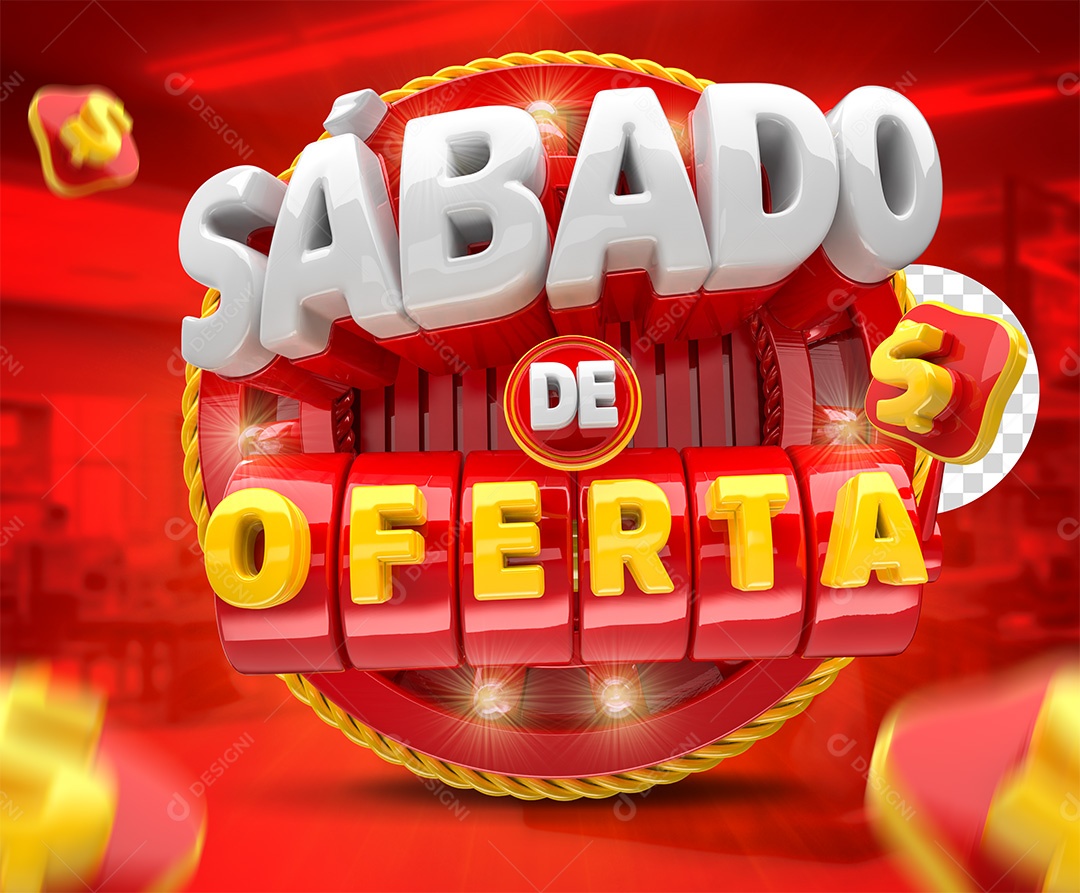 Sábado De Oferta Selo 3D Para Composição PSD