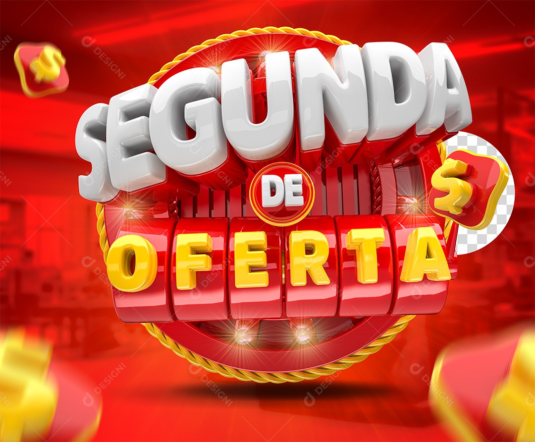 Selo 3D Segunda De Oferta Para Composição PSD