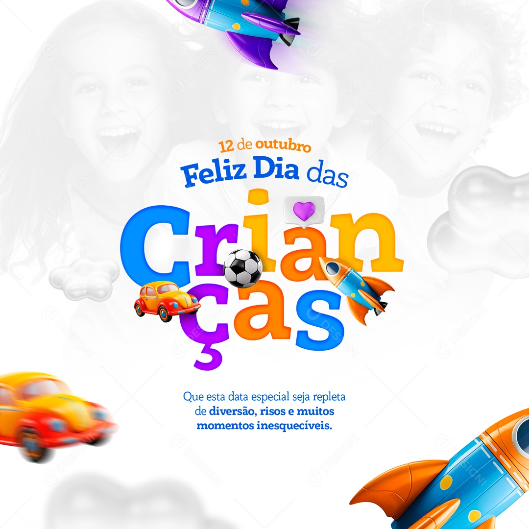 Feliz Dia Das Crianças 12 De Outubro Momentos Inesquecíveis Social Media PSD Editável