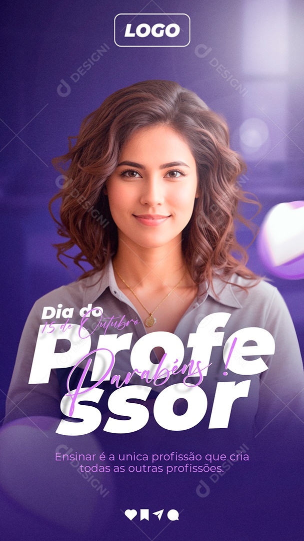 Story Dia Do Professor 15 de Outubro Parabéns Social Media PSD Editável