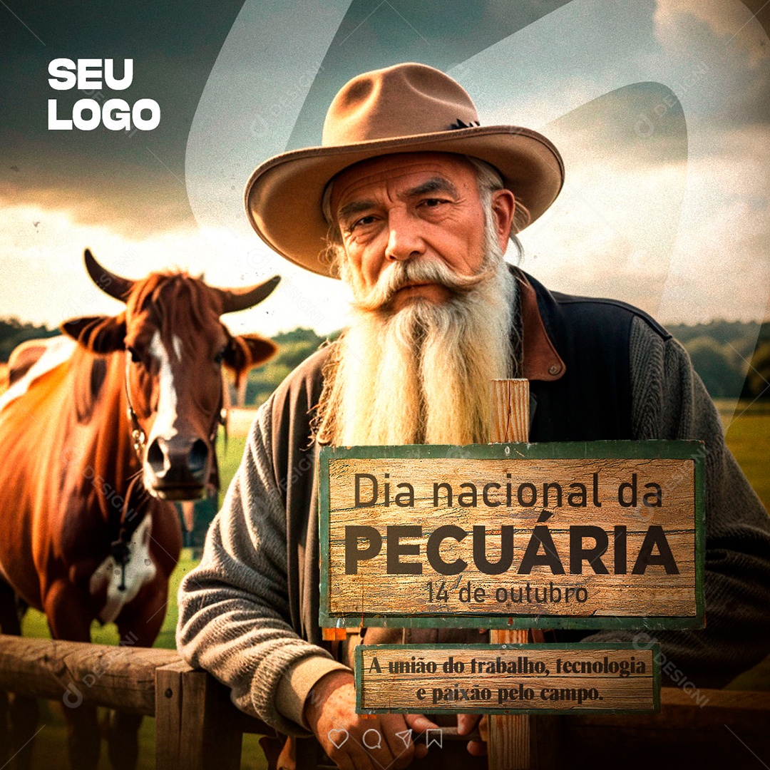 National Livestock Day: The Union of Labor, Technology and Passion for the Field | Social Media PSD | Editable