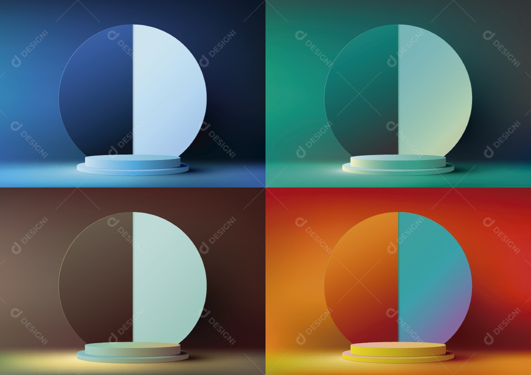 Conjunto de Cenário de Pódio Minimalista Vetor EPS Editável