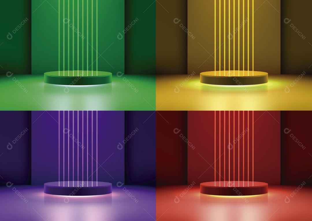 Conjunto de Cenário de Pódio Minimalista Vetor EPS Editável