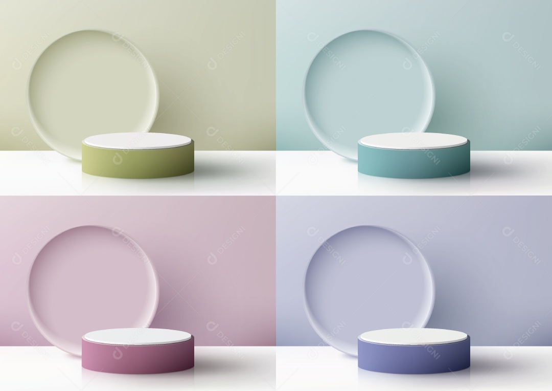 Conjunto de Cenário de Pódio Minimalista Vetor EPS Editável