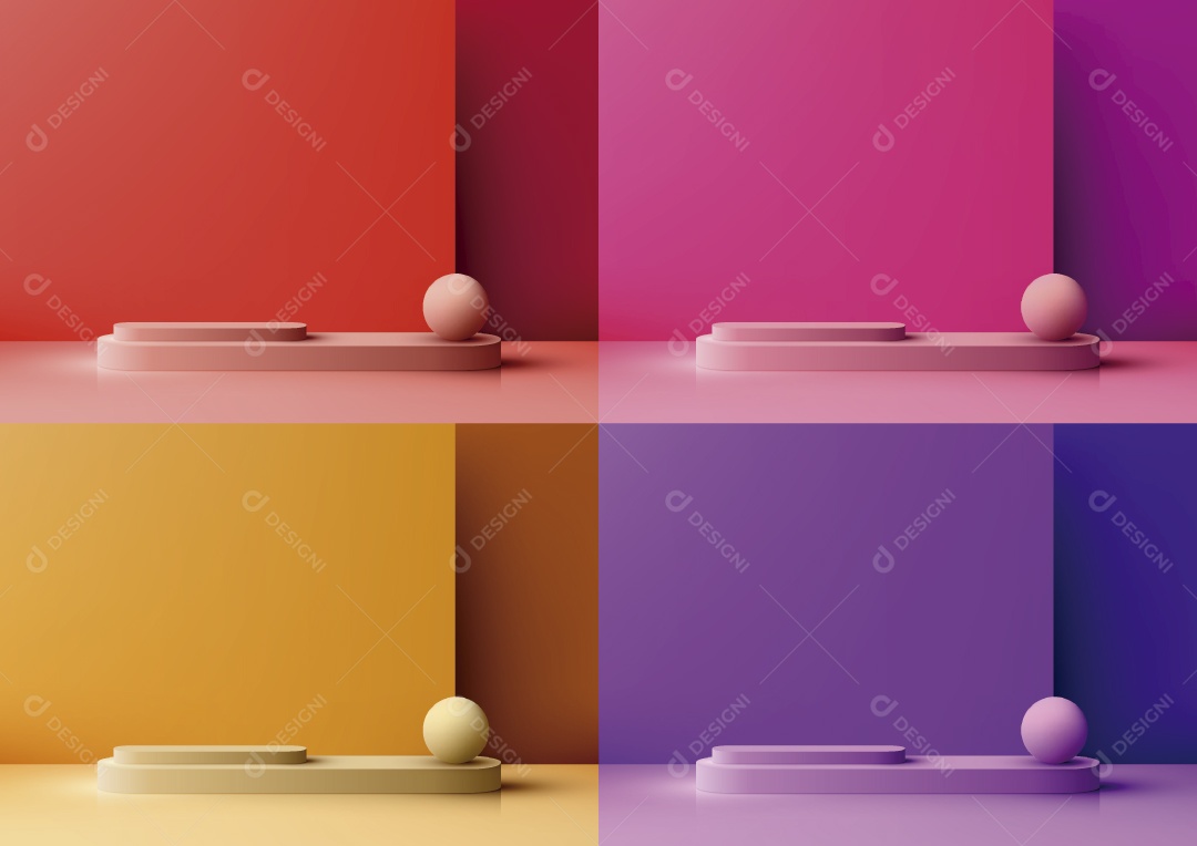 Conjunto de Cenário de Pódio Minimalista Vetor EPS Editável