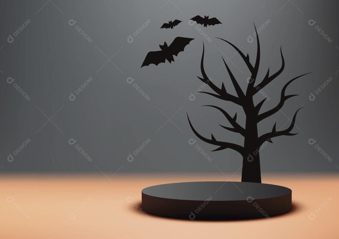 Modelo de Cenário de Pódio do Halloween Vetor EPS Editável