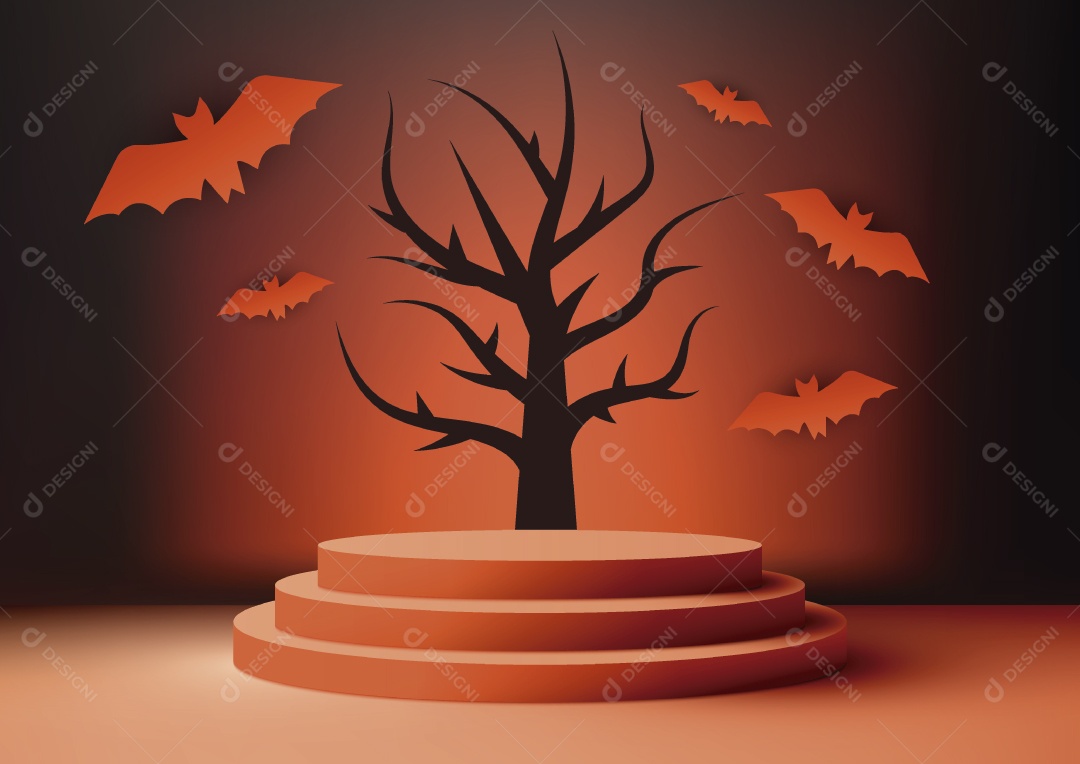 Modelo de Cenário de Pódio do Halloween Vetor EPS Editável