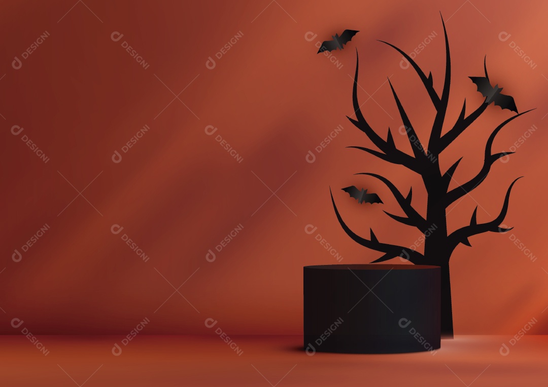 Modelo de Cenário de Pódio do Halloween Vetor EPS Editável
