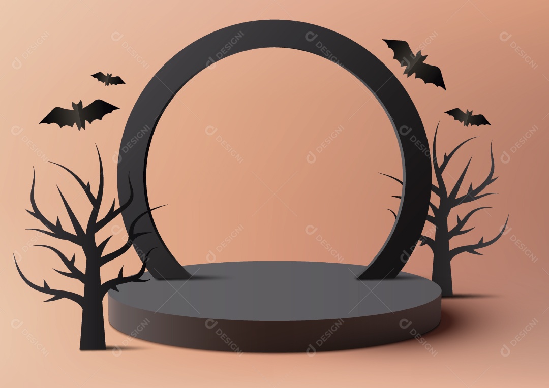 Modelo de Cenário de Pódio do Halloween Vetor EPS Editável