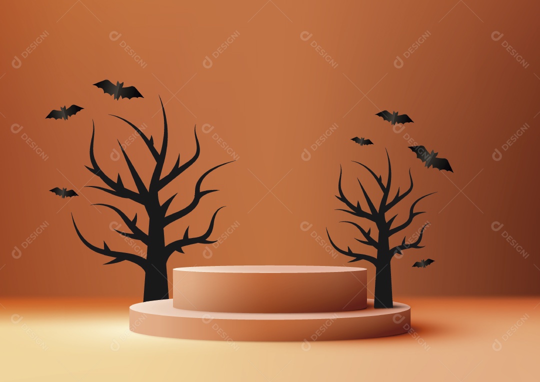 Modelo de Cenário de Pódio do Halloween Vetor EPS Editável