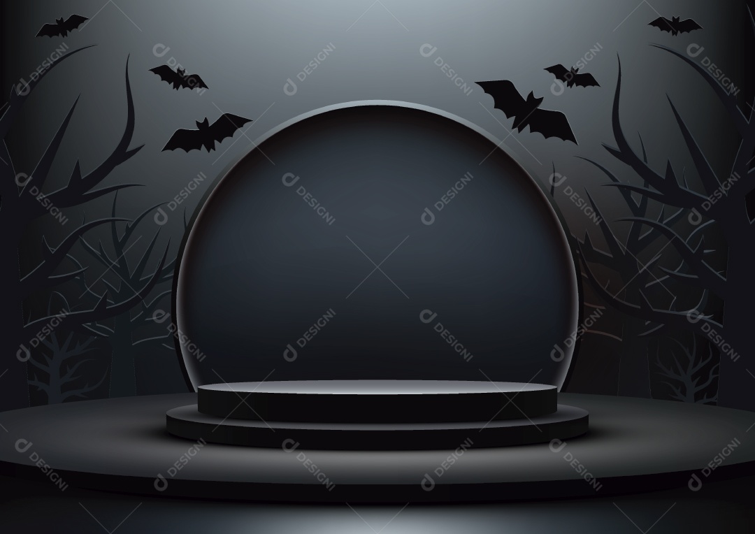Modelo de Cenário de Pódio do Halloween Vetor EPS Editável