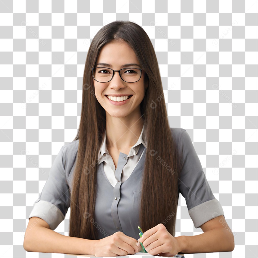 Professora Sentada para Aula PNG Transparente