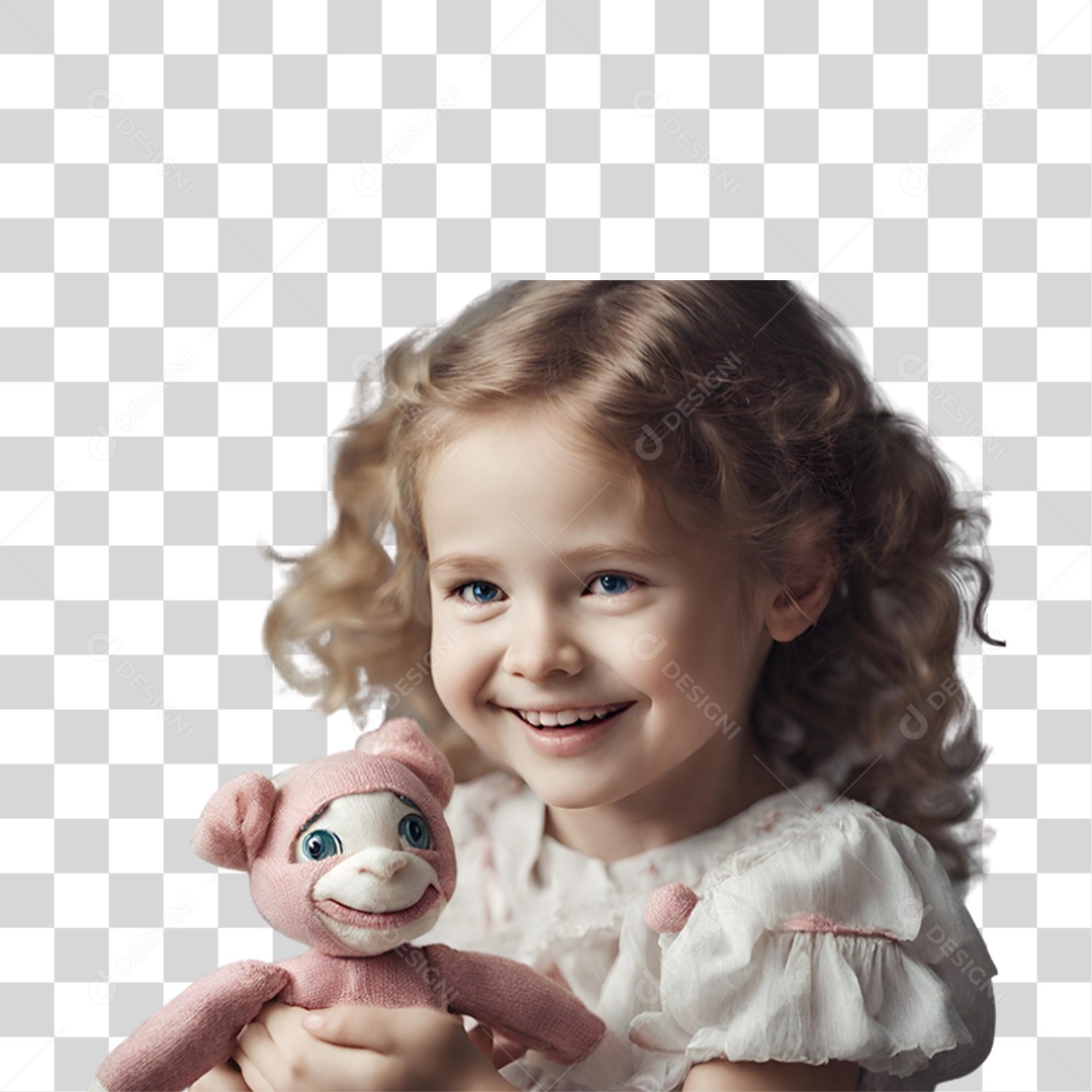 Menina com Ursinho PNG Transparente