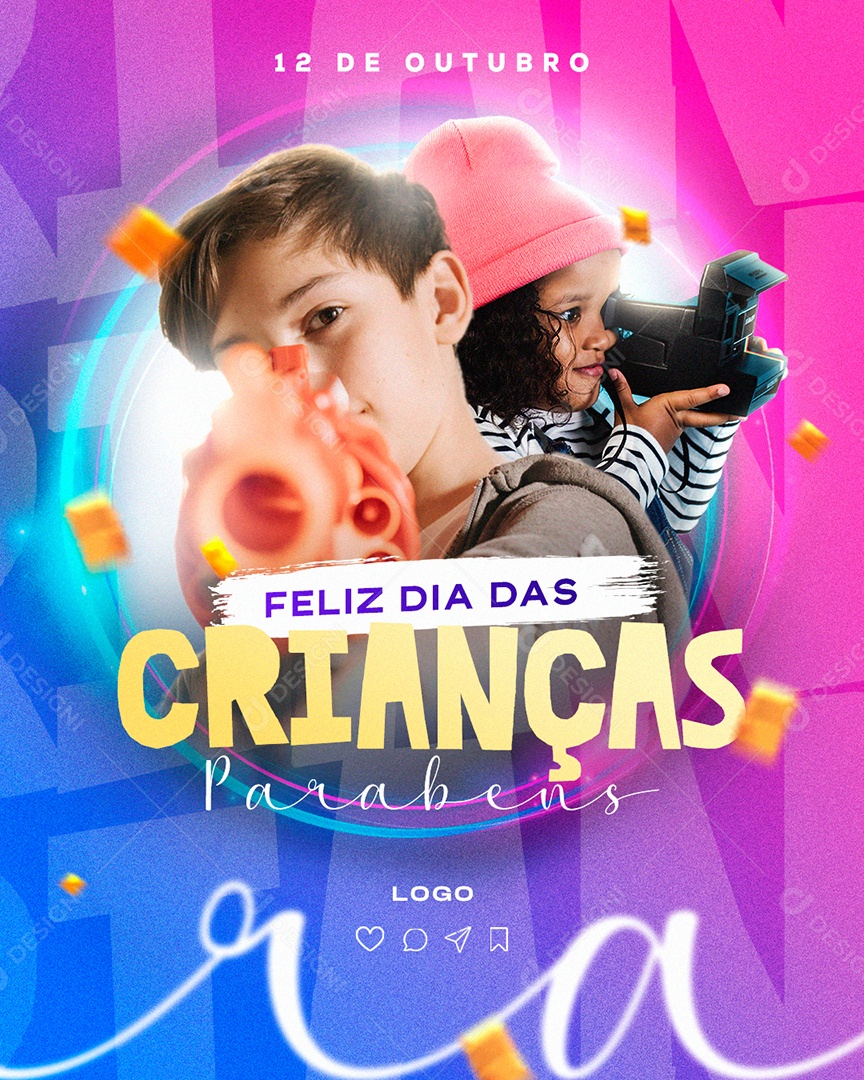 Feliz Dia Das Crianças Parabéns Social Media PSD Editável