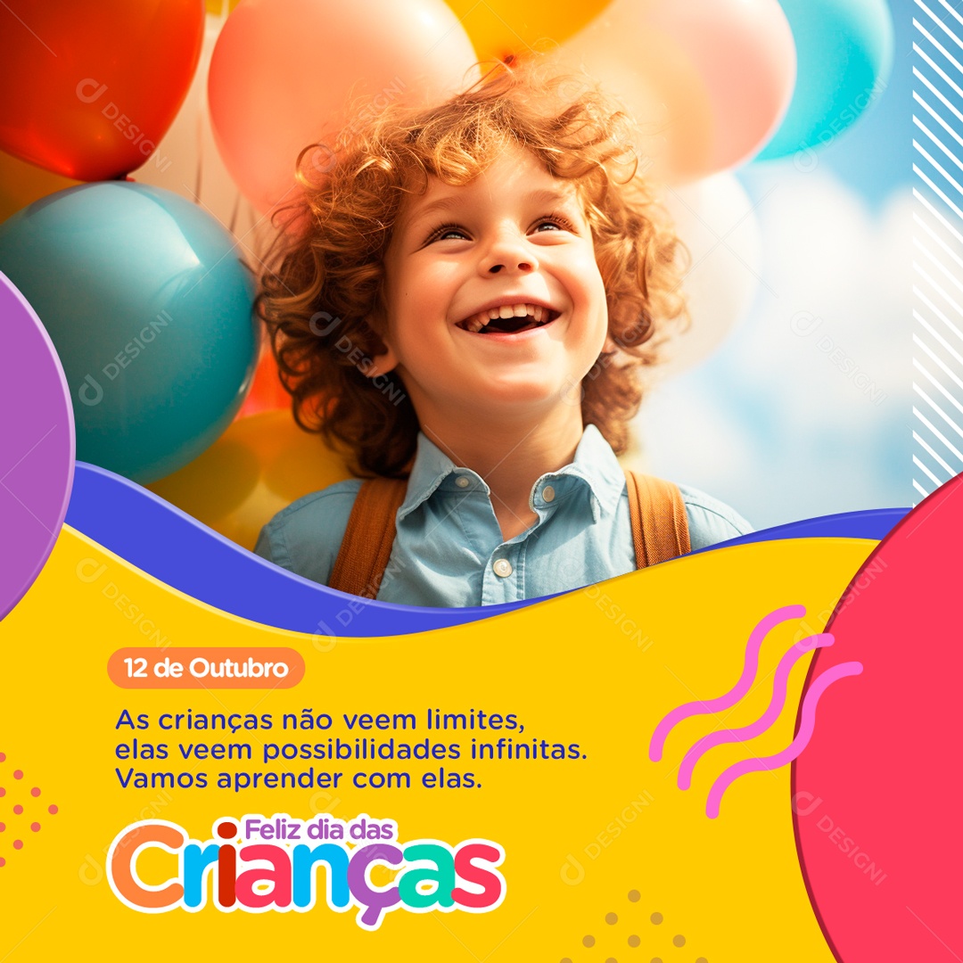 Social Media 12 De Outubro Feliz Dia Das Crianças PSD Editável