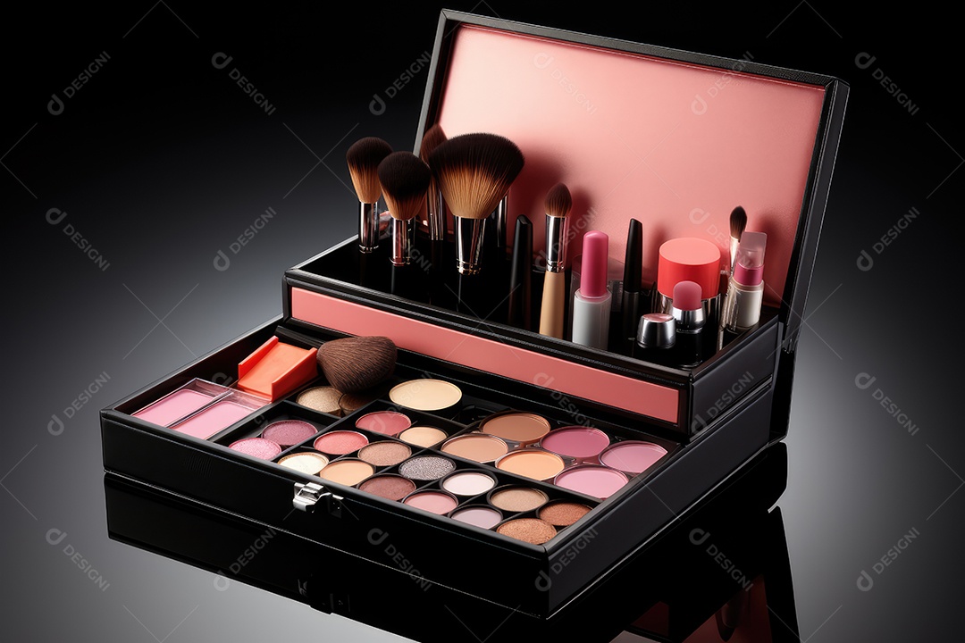 Estojo e conjunto de paleta de maquiagem profissional, cosméticos, pincéis, pincéis e esponjas