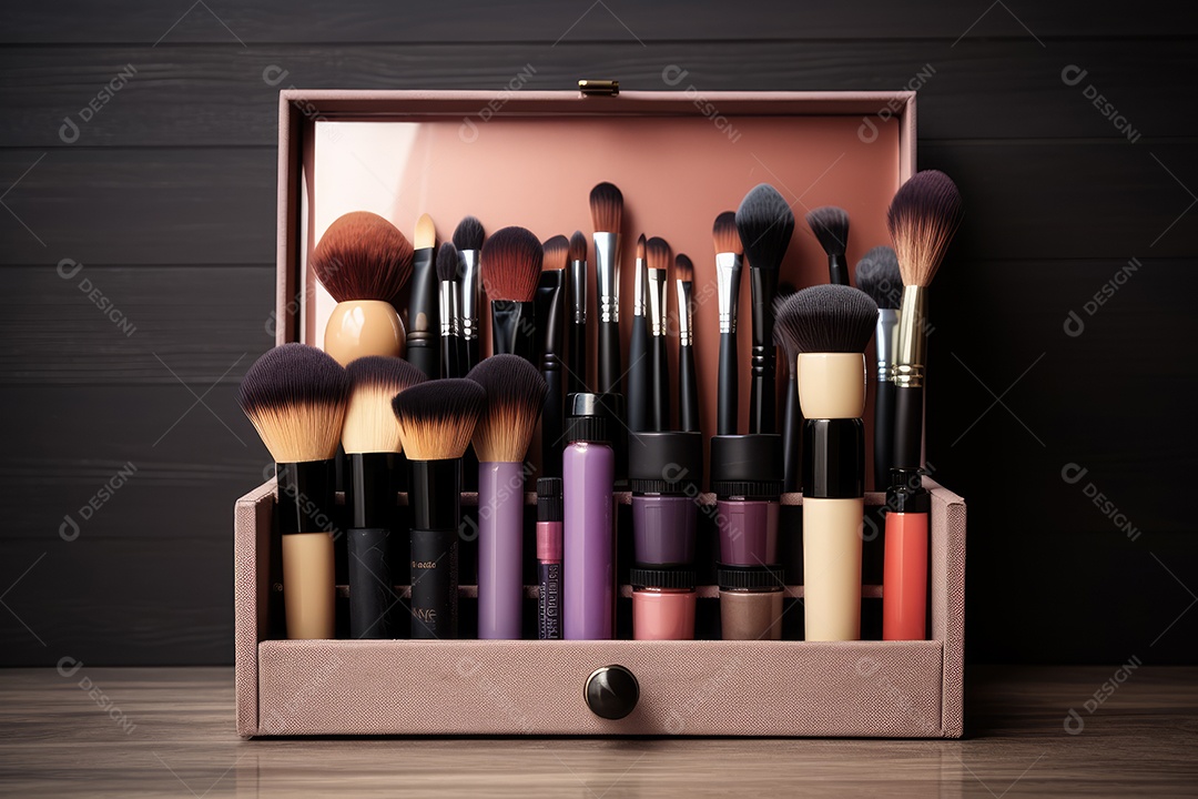 Estojo e conjunto de paleta de maquiagem profissional, cosméticos, pincéis, pincéis e esponjas