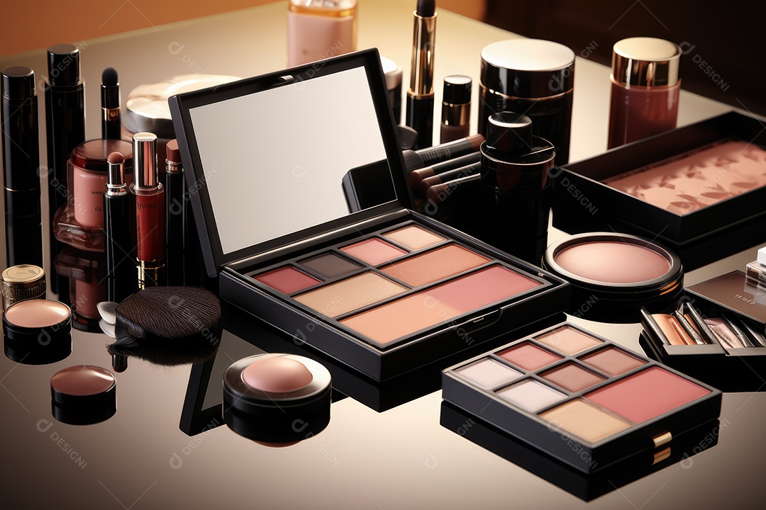 Estojo e conjunto de paleta de maquiagem profissional, cosméticos, pincéis, pincéis e esponjas