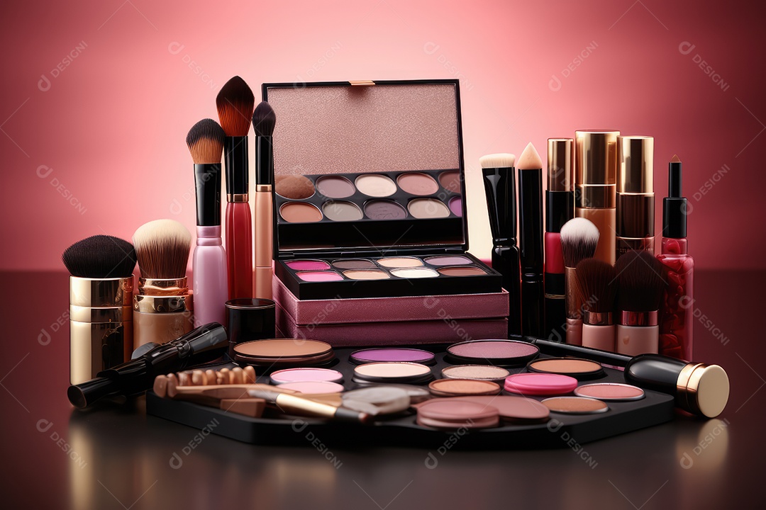 Estojo e conjunto de paleta de maquiagem profissional, cosméticos, pincéis, pincéis e esponjas