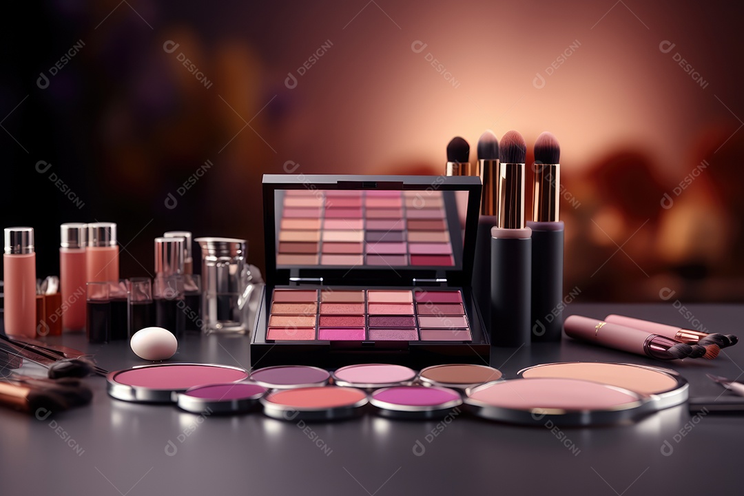 Estojo e conjunto de paleta de maquiagem profissional, cosméticos, pincéis, pincéis e esponjas