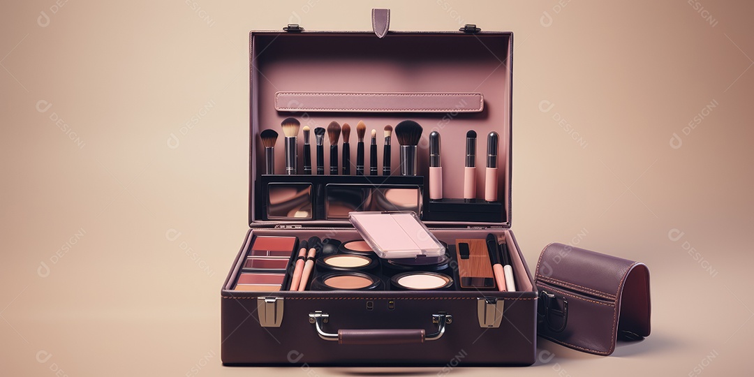 Estojo e conjunto de paleta de maquiagem profissional, cosméticos, pincéis, pincéis e esponjas