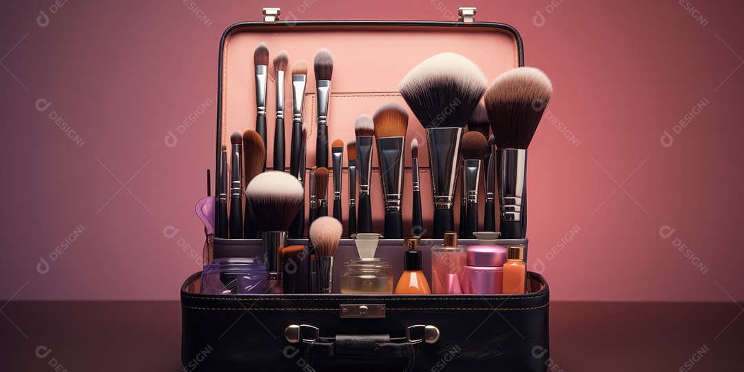 Estojo e conjunto de paleta de maquiagem profissional, cosméticos, pincéis, pincéis e esponjas