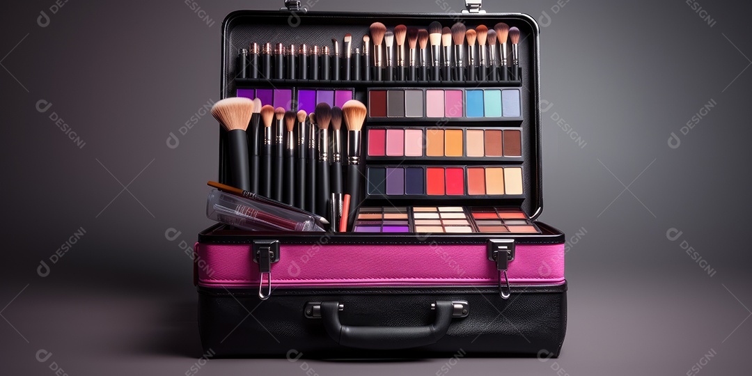 Estojo e conjunto de paleta de maquiagem profissional, cosméticos, pincéis, pincéis e esponjas