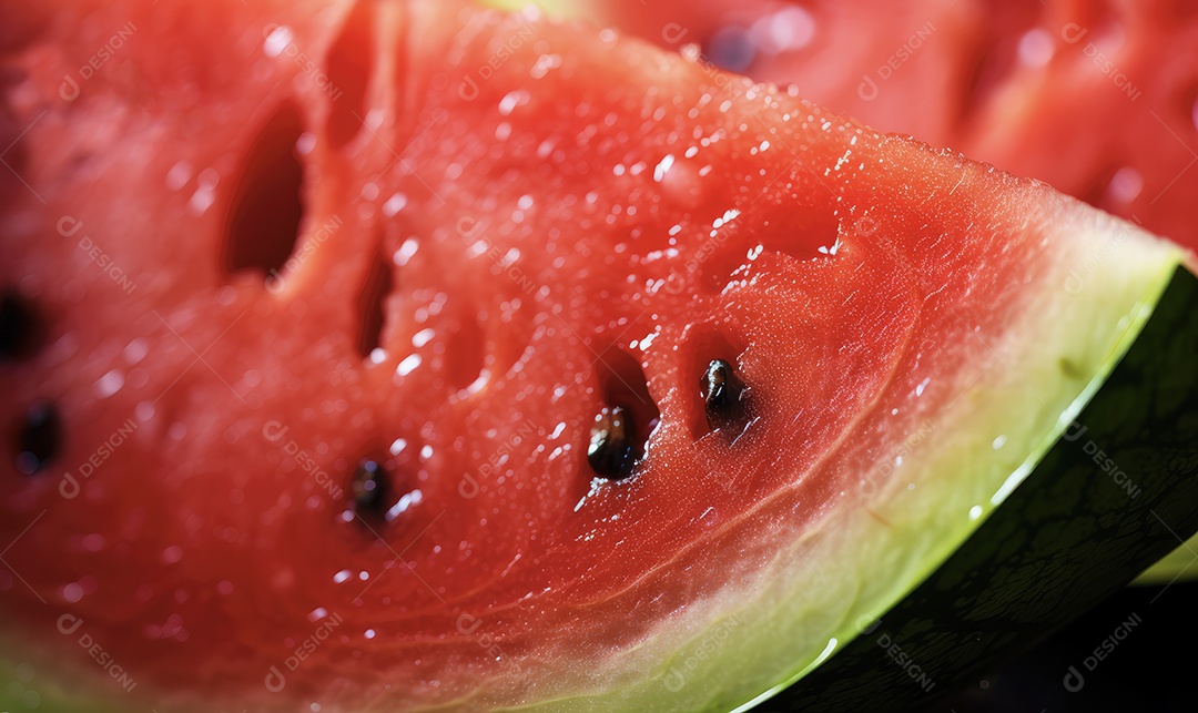 Deliciosa e saborosa melancia fresca fatiada fechada para café da manhã, jantares, lanches e sobremesas