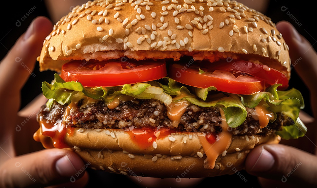 Delicioso Hamburguer sobre fundo isolado