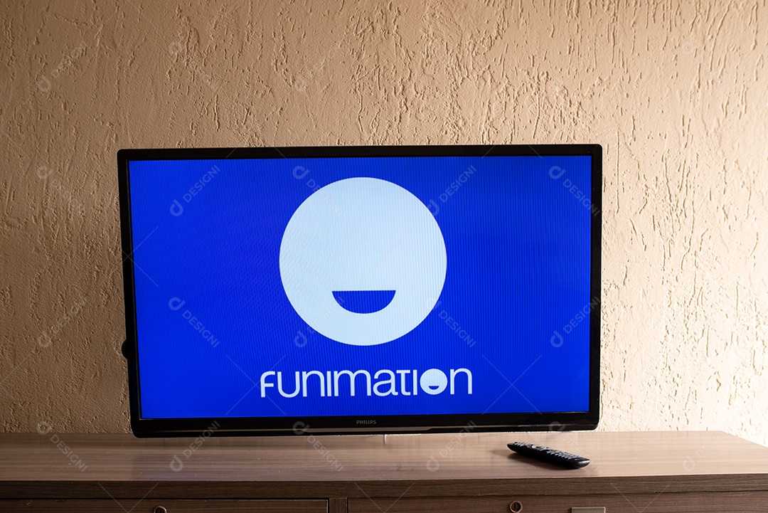 Logotipo da Funimation Productions visto exibido na TV
